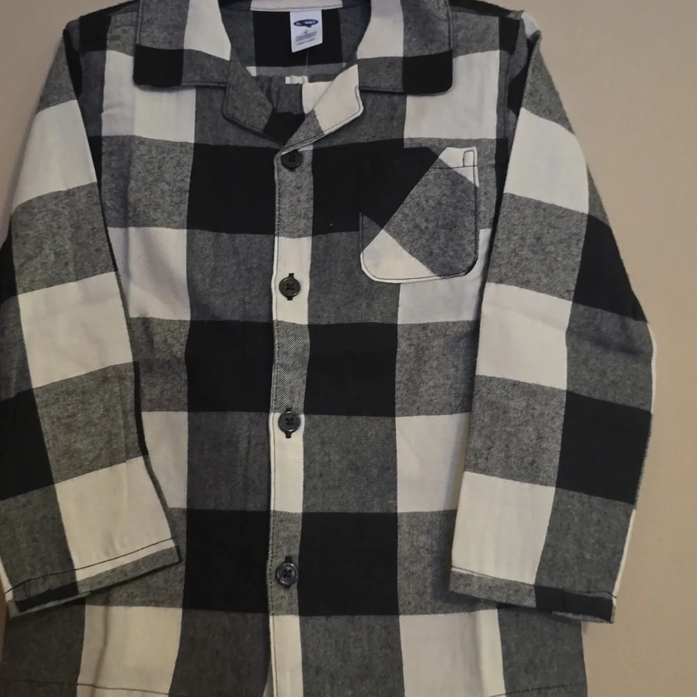 New Old Navy Boys Size‎ 4T Black White Buffalo Plaid PJ Set
